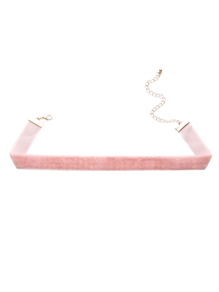 Shein Pink Velvet Slim Choker Necklace