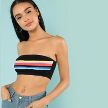 Shein Rainbow Stripe Bandeau Top