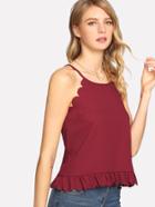 Shein Ruffle Hem Scalloped Halter Top