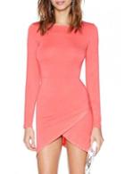 Rosewe Alluring Long Sleeve Round Neck Mini Dress For Lady