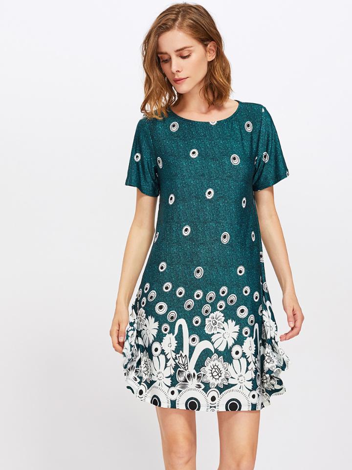Shein Flower Print Flowy Dress