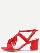 Shein Braided Tassel Trimmed Sandals - Red