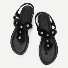 Shein Faux Pearl Toe Post Sandals