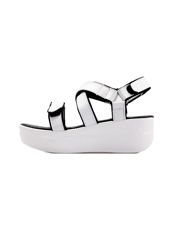 Shein White Hook&loop Flatform Sandals
