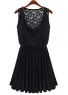 Rosewe New Arrival Cowl Neck Sleeveless Pleated Dress Black