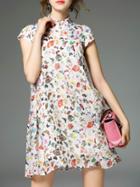 Shein White Collar Floral Shift Dress