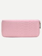 Shein Crocodile Embossed Zip Closure Wallet - Pink
