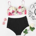 Shein Plus Flower Print Ruffle Bikini Set