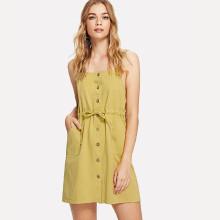 Shein Single Breasted Drawstring Waist Dress