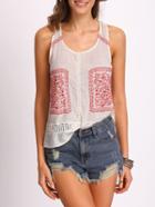 Shein White Embroidered Crochet Tank Top