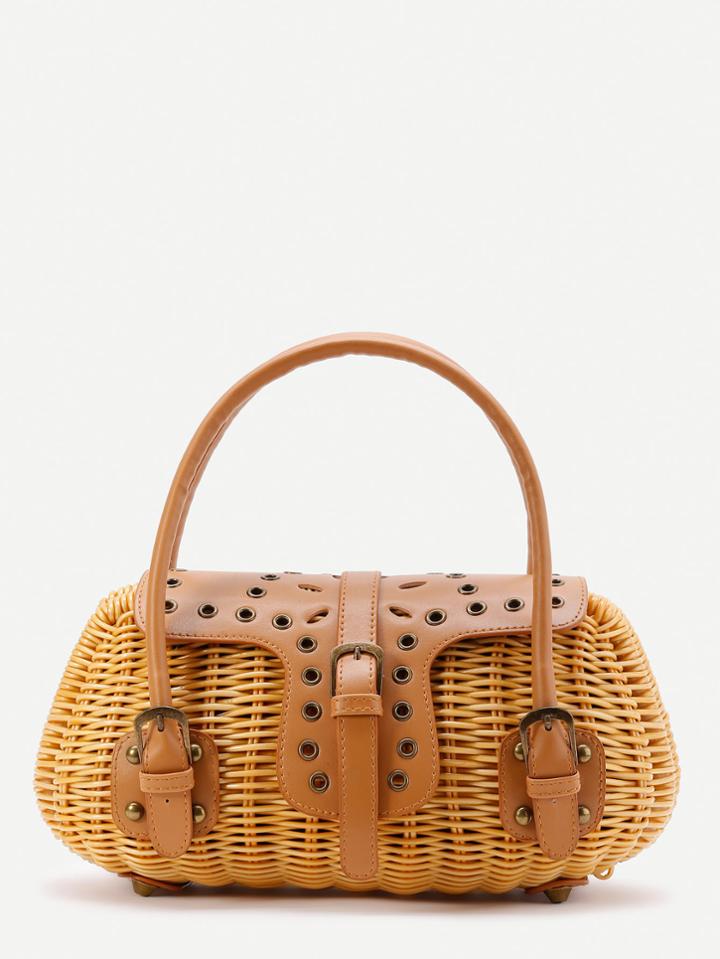 Shein Pu Insert Straw Bag