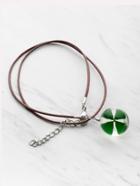 Shein Glass Clover Pendant Necklace