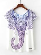 Shein Ornate Elephant Print T-shirt