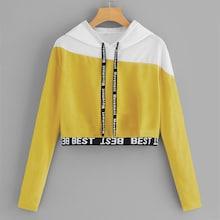 Shein Letter Tape Color-block Hooded Sweatshirt