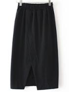 Shein Black Elastic Waist Split Skirt