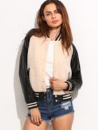 Shein Color Block Striped Trim Hidden Buttons Jacket