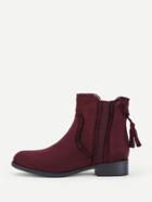 Shein Tassel Bow Back Block Heeled Ankle Boots