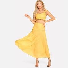 Shein Striped Crop Zip Back Cami Top & Skirt