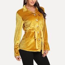 Shein Drawstring Detail Pocket Decoration Coat