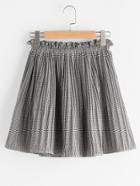 Shein Gingham High Waist Shirred Skirt