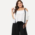 Shein Plus Open Shoulder Ruffle Blouse