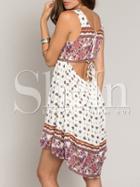Shein Multicolour Sleeveless Vintage Print High Low Dress