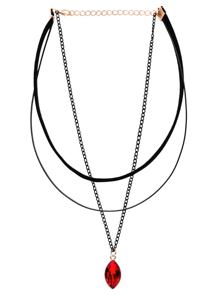 Shein Three-layer Red Bead Pendant Choker Necklace