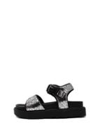 Shein Silver Peep Toe Velcro Thick-soled Sandals