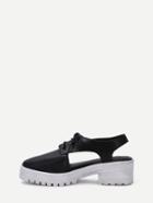 Shein Black Faux Leather Lace Up Top Pumps