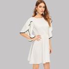 Shein Contrast Binding Flutter Sleeve Dress