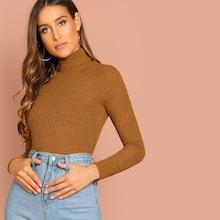 Shein Rib Knit Solid Tee