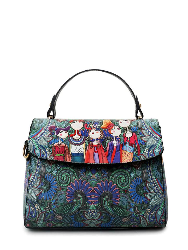 Shein Cartoon Print Flap Pu Totes Bag