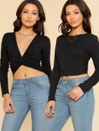 Shein Twist Front Plunging Reversible T-shirt