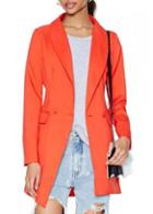 Rosewe Enchanting Turndown Collar Long Sleeve Orange Blazer For Woman