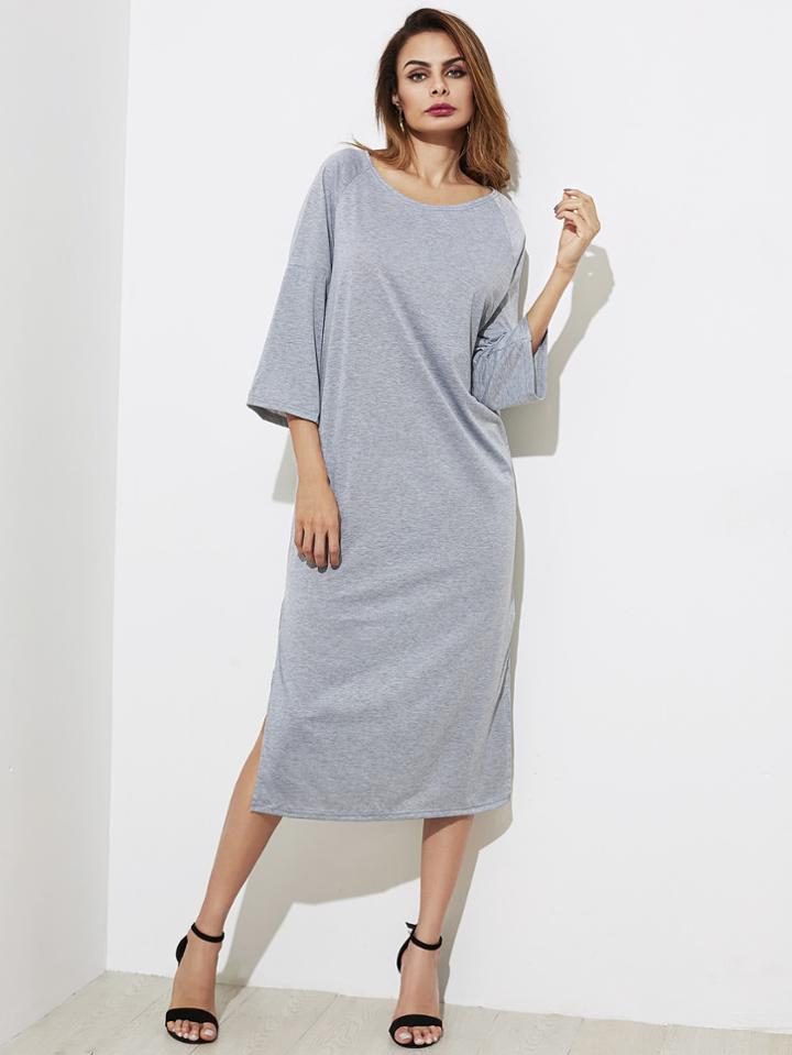 Shein Split Side Fluted Sleeve Dress