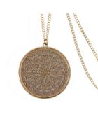 Shein Gold Color Big  Round Pendant Long Necklace