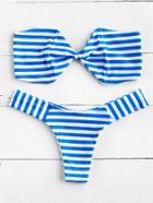 Shein Striped High Leg Bandeau Bikini Set