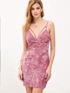 Shein Strappy Plunging V Neckline Crushed Velvet Cami Dress