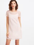 Shein Pink Eyelet 2 In 1 Dress