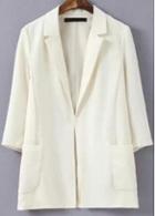 Rosewe Vogue Turndown Collar White Blazer With Three Quarter Sleeve