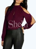 Shein Open Shoulder Split Cut Out Blouse