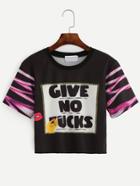 Shein Black Graffiti Slogan Print T-shirt