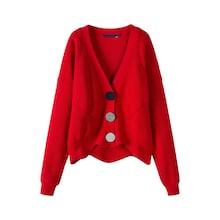 Shein Button Detail Solid Cardigan