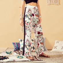 Shein Contrast Side Floral Wide Leg Pants