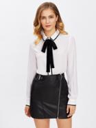 Shein Tied Neck Woven Lace Blouse