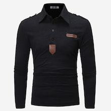 Shein Men Patched Detail Henley Polo Shirt