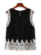 Shein Lace Trimmed Keyhole Back Tank Top