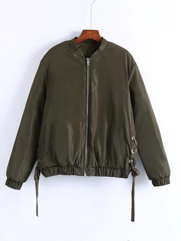 Shein Lace Up Side Bomber Jacket