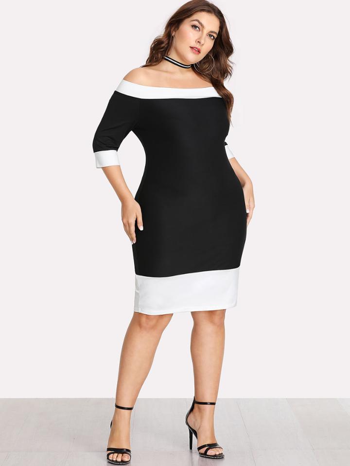 Shein Contrast Trim Bardot Dress