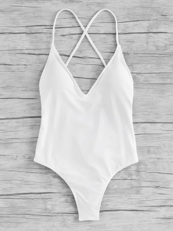 Shein Criss Cross Ruched Detail Swimsuit